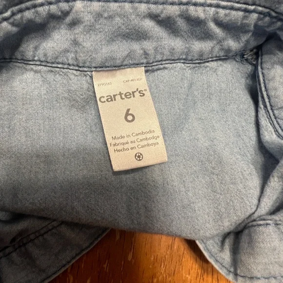 Girls Carter’s Jean Button Shirt and Pants Outfit Size 6 - Picture 5 of 12